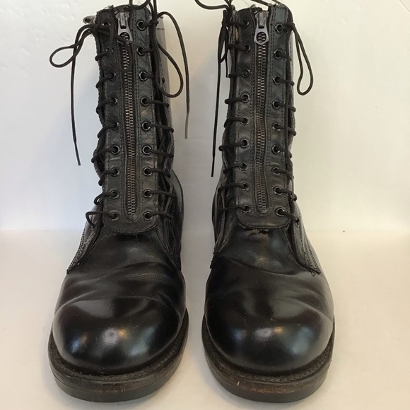 ADDISON SHOE COMPANY Men\'s VINTAGE 1975 Black Leather Combat Boots 9.5 EE main image 7